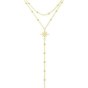 🌞 Dainty Gold Sun Lariat Necklace Set – Layered Y Chain – 14K Gold Plated